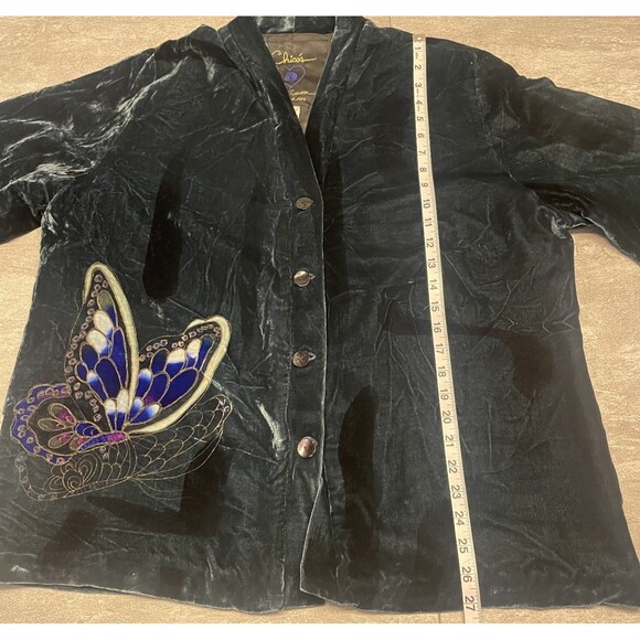 Chico's Sz 3 Anniversary Butterfly Velvet Art To Wear Fall Festival Artsy Bold - Picture 3 of 9